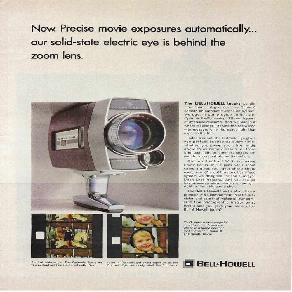 1967 The Bell & Howell Super 8 Camera Movie Vintage Magazine Print Ad/Poster